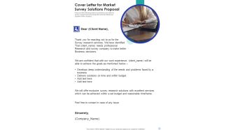 Cover Letter For Market Survey Solutions Proposal One Pager Sample Example Document