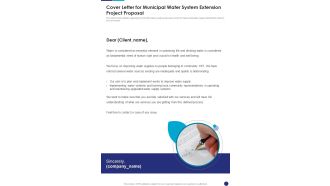 Cover Letter For Municipal Water System Extension Project Proposal One Pager Sample Example Document