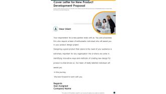 Cover Letter For New Product Development Proposal One Pager Sample Example Document