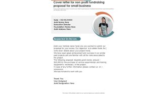 Cover Letter For Non Profit Fundraising Proposal For Small Business One Pager Sample Example Document