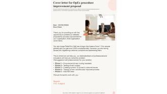 Cover Letter For Opex Procedure Improvement Proposal One Pager Sample Example Document