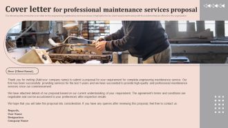 Cover Letter For Professional Maintenance Services Proposal Microsoft PDF