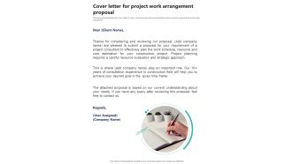 Cover Letter For Project Work Arrangement Proposal One Pager Sample Example Document