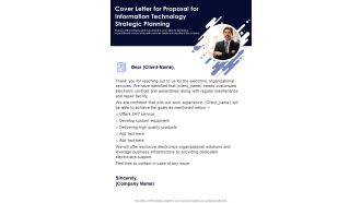 Cover Letter For Proposal For Information Technology Strategic Planning One Pager Sample Example Document