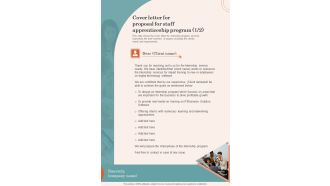 Cover Letter For Proposal For Staff Apprenticeship Program One Pager Sample Example Document