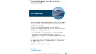 Cover Letter For Public Water Supply System Project Proposal One Pager Sample Example Document