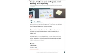 Cover Letter For Request For Proposal Event Planning And Organizing One Pager Sample Example Document
