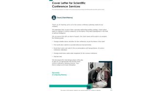 Cover Letter For Scientific Conference Services One Pager Sample Example Document