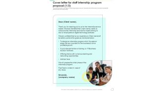 Cover Letter For Staff Internship Program Proposal One Pager Sample Example Document