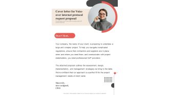 Cover Letter For Voice Over Internet Protocol Request Proposal One Pager Sample Example Document