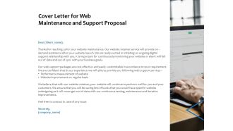 Cover Letter For Web Maintenance And Support Proposal Ppt PowerPoint Presentation Model Template