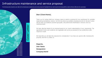 Cover Letter Infrastructure Maintenance And Service Proposal Mockup PDF