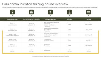 Crisis Communication Training Course Overview Professional PDF