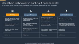 Cryptocurrency Ledger Blockchain Technology In Banking And Finance Sector Demonstration PDF