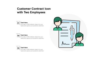 Customer Contract Icon With Two Employees Ppt PowerPoint Presentation File Grid PDF