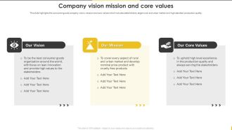 Customer Goods Production Company Vision Mission And Core Values Download PDF