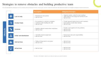 Customer Support Center Strategies To Remove Obstacles And Building Productive Guidelines PDF