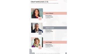 Customer Support Centre Proposal Client Testimonials One Pager Sample Example Document