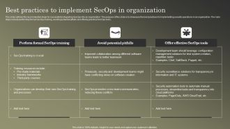 Cybersecurity Operations Cybersecops Best Practices To Implement Secops Information PDF