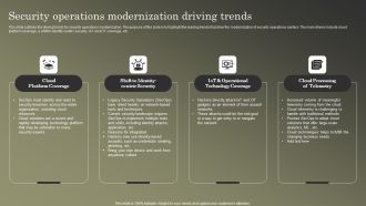 Cybersecurity Operations Cybersecops Security Operations Modernization Driving Slides PDF