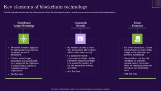 DLT Technology Key Elements Of Blockchain Technology Slides PDF