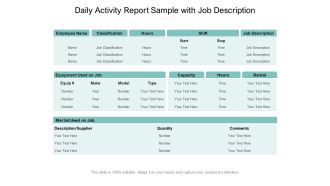 Daily Activity Report Sample With Job Description Ppt PowerPoint Presentation Ideas Graphics Download PDF
