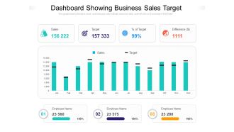 Dashboard Showing Business Sales Target Ppt PowerPoint Presentation File Design Templates PDF