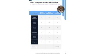 Data Analytics Team Cost Structure One Pager Sample Example Document
