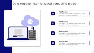 Data Migration Icon For Cloud Computing Project Diagrams PDF