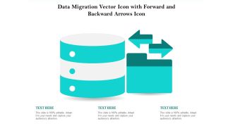 Data Migration Vector Icon With Forward And Backward Arrows Icon Ppt PowerPoint Presentation Portfolio Layouts PDF