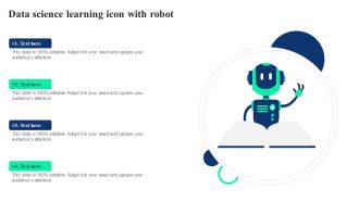 Data Science Learning Icon With Robot Ppt Model Gallery PDF