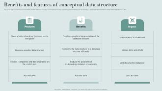 Data Structure IT Benefits And Features Of Conceptual Data Structure Icons PDF