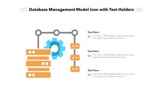 Database Management Model Icon With Text Holders Ppt PowerPoint Presentation Gallery Templates PDF