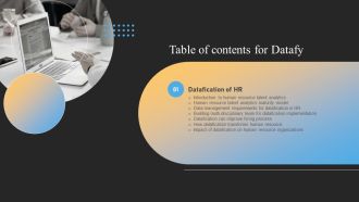 Datafy Table Of Contents For Datafy Slide Slides PDF