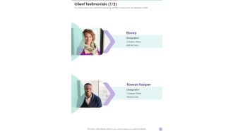 Debt Management Process Proposal Client Testimonials One Pager Sample Example Document