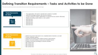 Defining Transition Requirements Tasks And Activities To Be Done Portrait PDF