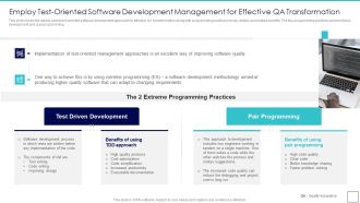 Deploying Quality Assurance QA Transformation Employ Test Oriented Software Development Management Guidelines PDF