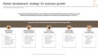 Designing Strategies For Company Growth And Success Market Development Strategy For Business Growth Brochure PDF