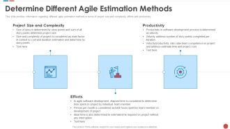 Determine Different Agile Estimation Methods Budgeting For Software Project IT Summary PDF