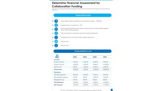 Determine Financial Assessment For Collaboration Funding One Pager Sample Example Document