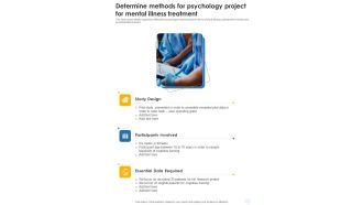 Determine Methods For Psychology Project For Mental Illness Treatment One Pager Sample Example Document