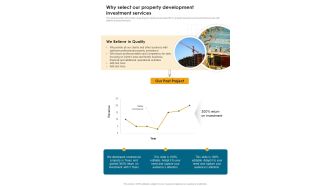 Developing Construction Funding Proposal Why Select Our Property Development One Pager Sample Example Document