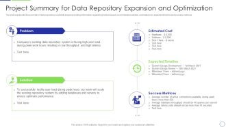 Developing Organization Primary Data Storage Action Plan Project Summary For Data Repository Expansion Rules PDF