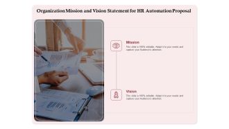 Development And Implementation Organization Mission And Vision Statement For HR Automation Proposal Information PDF