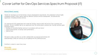 Devops Services Spectrum Proposal IT Cover Letter For Devops Services Spectrum Proposal IT Summary PDF