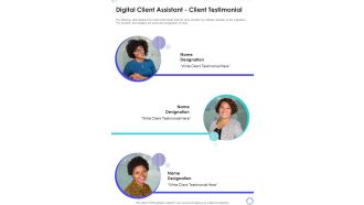 Digital Client Assistant Client Testimonial One Pager Sample Example Document