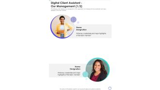 Digital Client Assistant Our Management One Pager Sample Example Document
