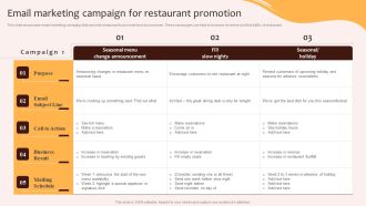 Digital Marketing Plan For Restaurant Business Email Marketing Campaign For Restaurant Promotion Guidelines PDF
