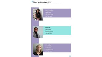 Digital Media Service Proposal Client Testimonials One Pager Sample Example Document