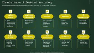 Disadvantages Of Blockchain Technology Involving Cryptographic Ledger To Enhance Icons PDF